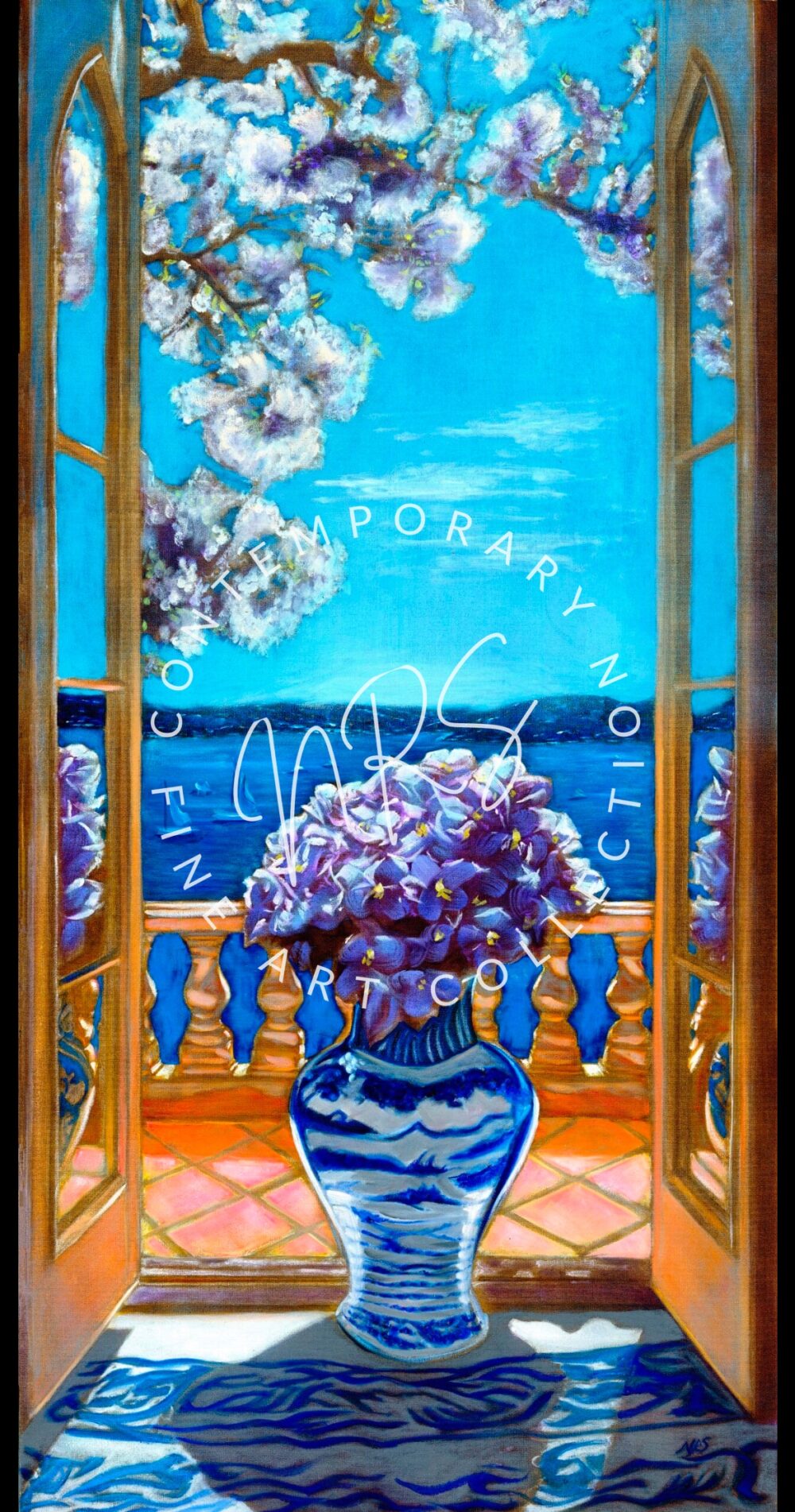 Purple Seaview | 24 × 48 in, Oil on Gallery-Wrap Canvas | Status: Available