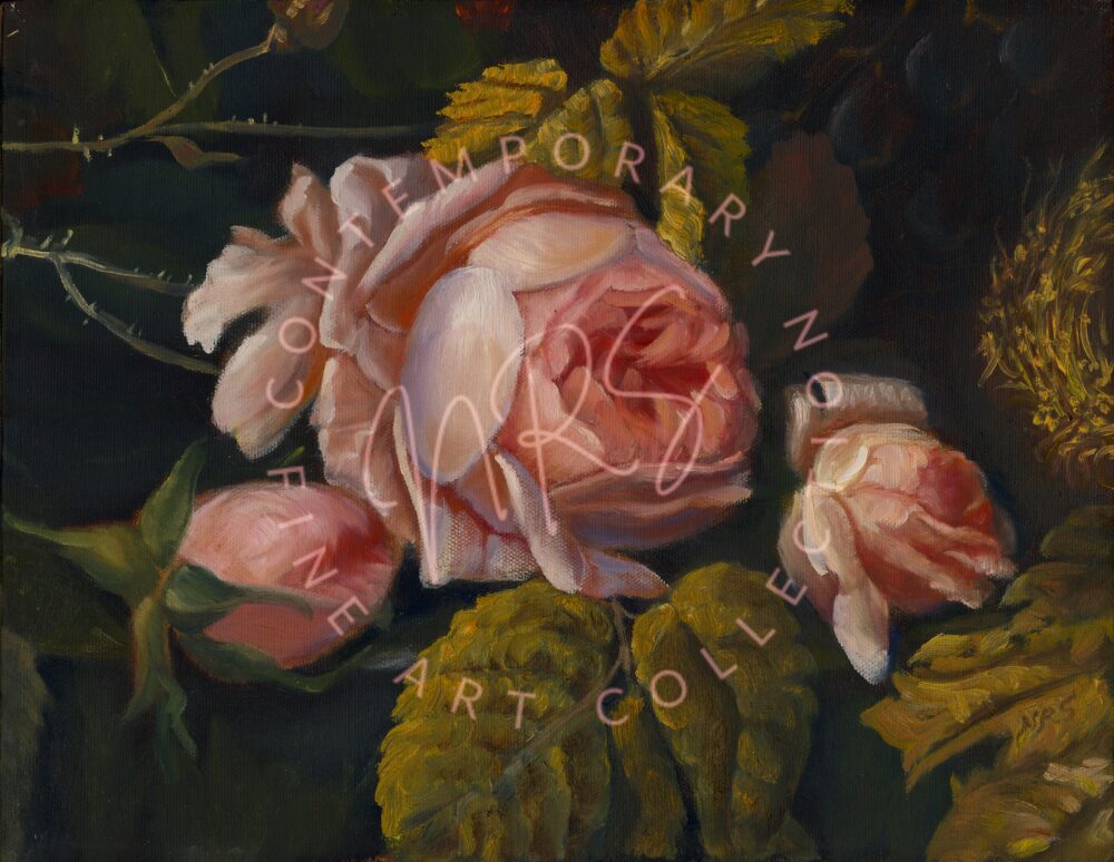 Baroque Roses | 10 x 13 in. Oil on Canvas | Status: Available